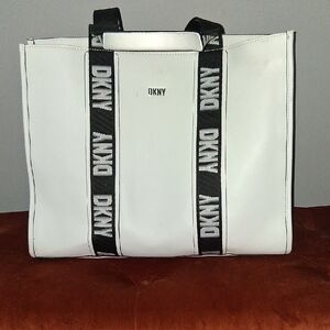 DKNY White and Black Tote Bag